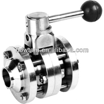 sanitary stainless steel three-piece butterfly valve